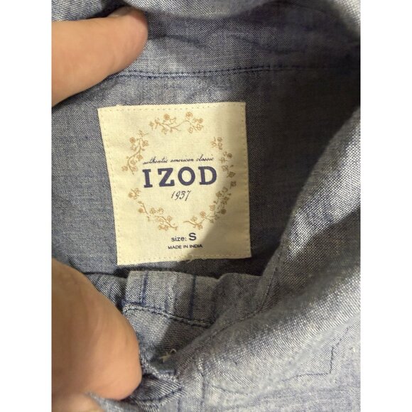 Izod Womens Small Blue Button-Up Shirt With Roll Tab Sleeves - Picture 5 of 8